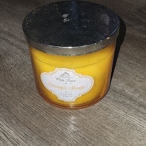 White Barn Pineapple Mango Candle - Vibrant Yellow with Silver Lid